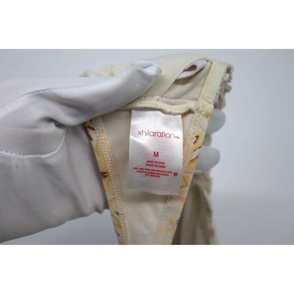 Xhilaration Beige Crochet Bralette Bikini Top Medium Adjustable Straps - Picture 2 of 8